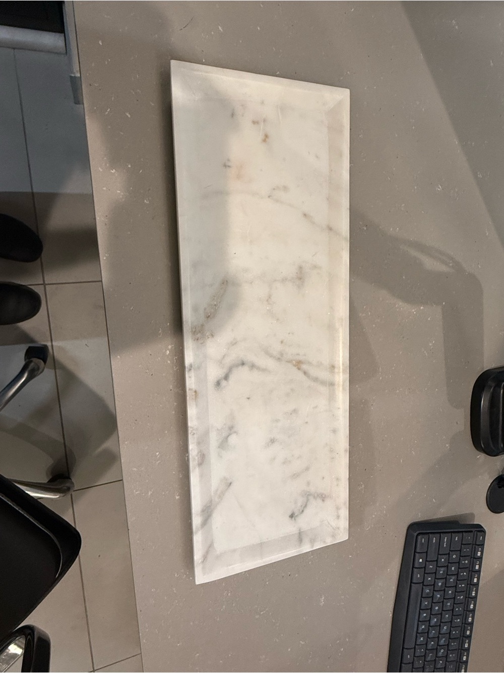 White Marble Long Rectangular Tray